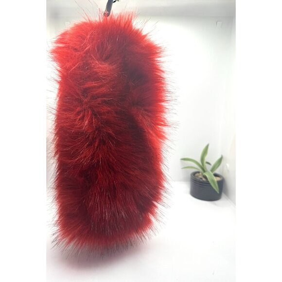 Vintage Red Faux Fur Head Wrap Fluffy Winter Headwear Soft & Stylish Accessory - Picture 15 of 16